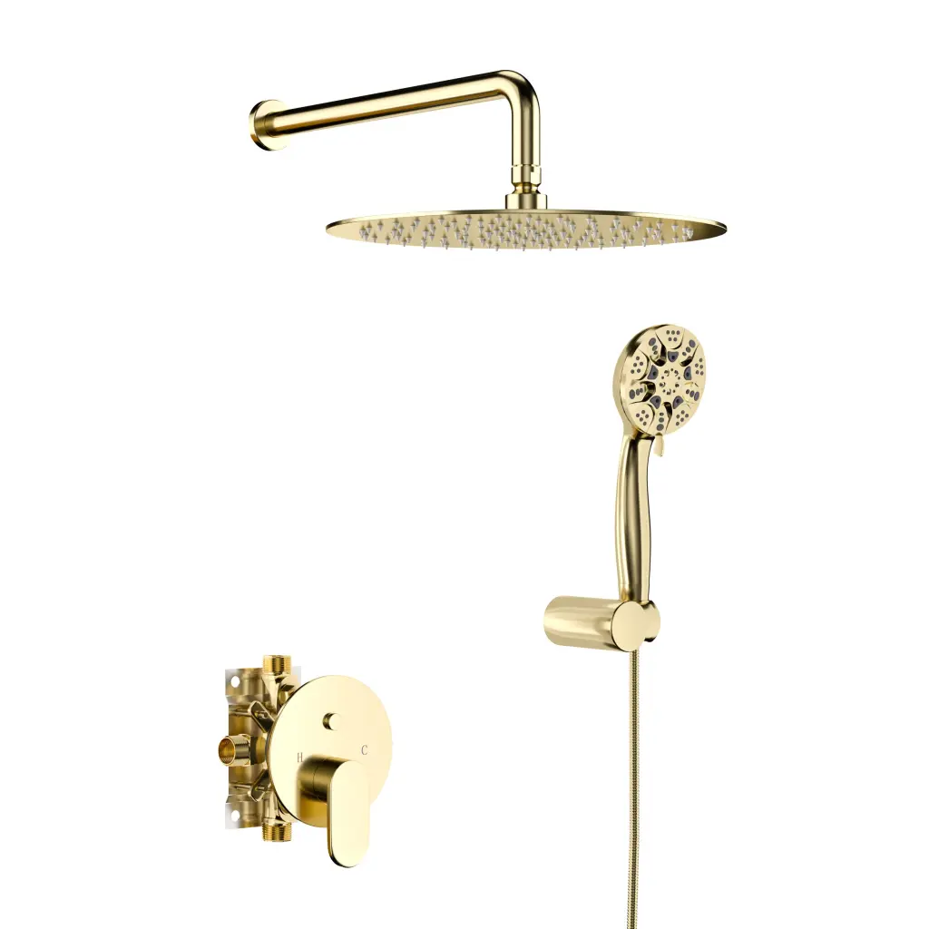10 Inch Rain Shower Head Systems Dual Shower Heads Gold Wall Mounted lordear