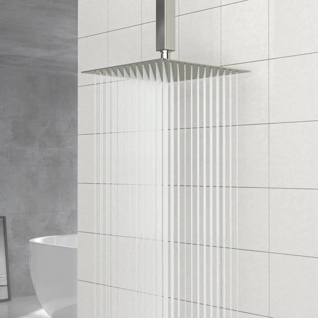10 Inch Square Rainfall Shower Head Wall Ceiling Mounted Brushed Nickel lordear