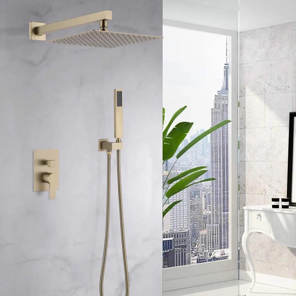 12 Inch Bathroom Rain Shower Bundle Set Hand Shower Applicator ed Gold S sihua sanitary ware