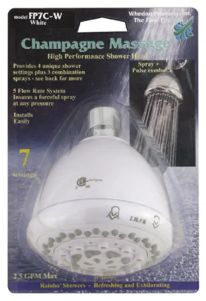 Whedon FP7C-N Champagne Massage Shower Head Nickel Finish 7-Setting Spa Experience