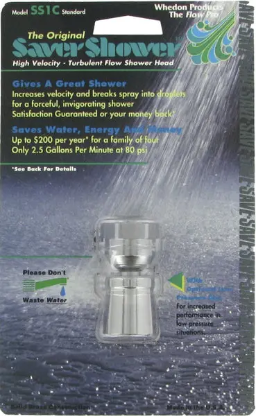 Whedon SS1C Savershower Standard Shower Head Solid Brass Chrome Finish Water Efficient