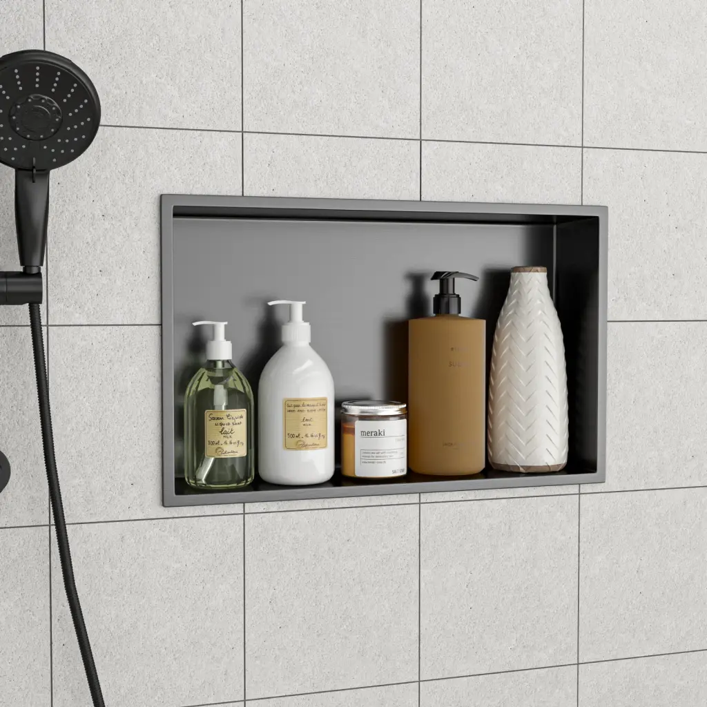 21 X 13 Inch Stainless Steel Shower Niche Gunmetal Black lordear