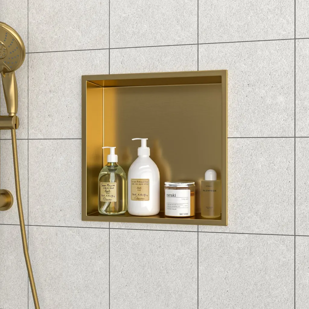 13 X 13 Stainless Steel Shower Niche Gold Finish lordear