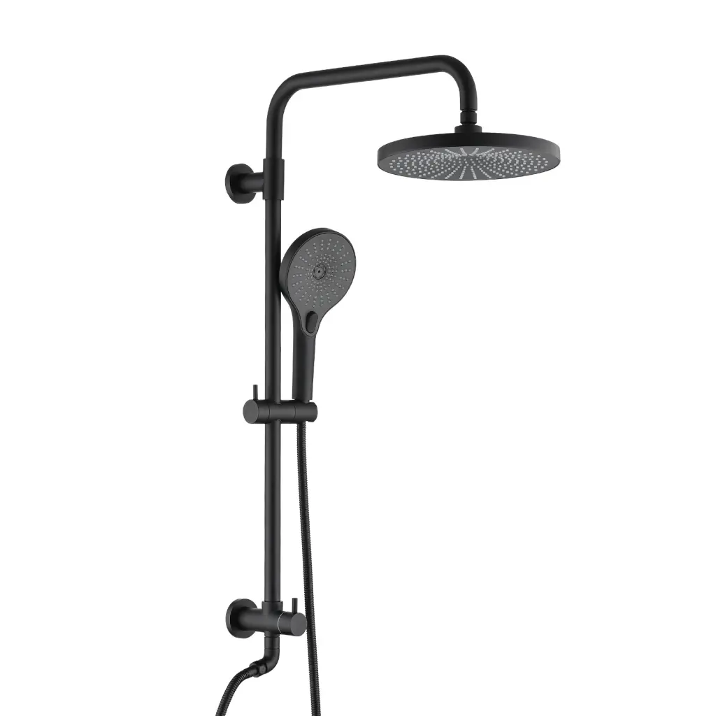 Matte Black Dual Shower Bundle System 10 Inch Rainfall Shower Head And Handheld bathininc