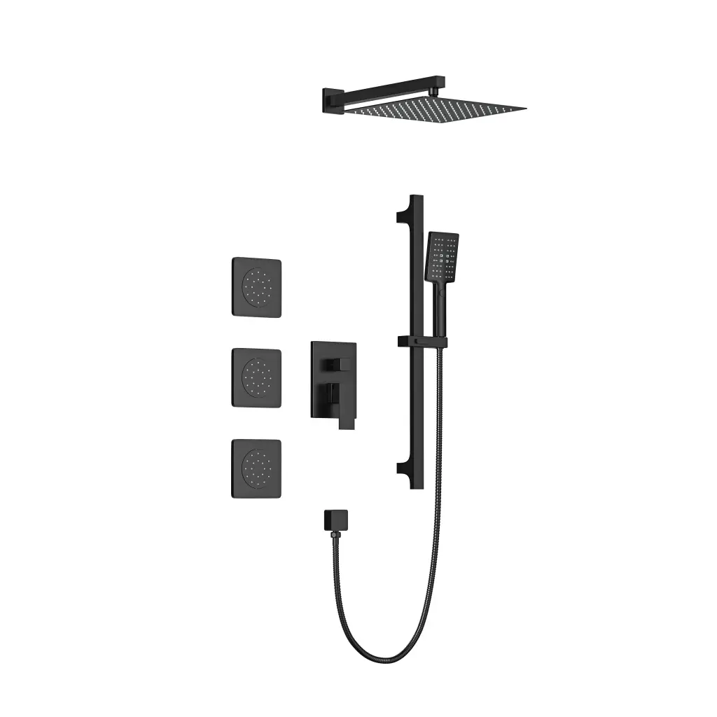Wall Mounted Shower System Matte Black Shower Head and Handheld Spray bathininc