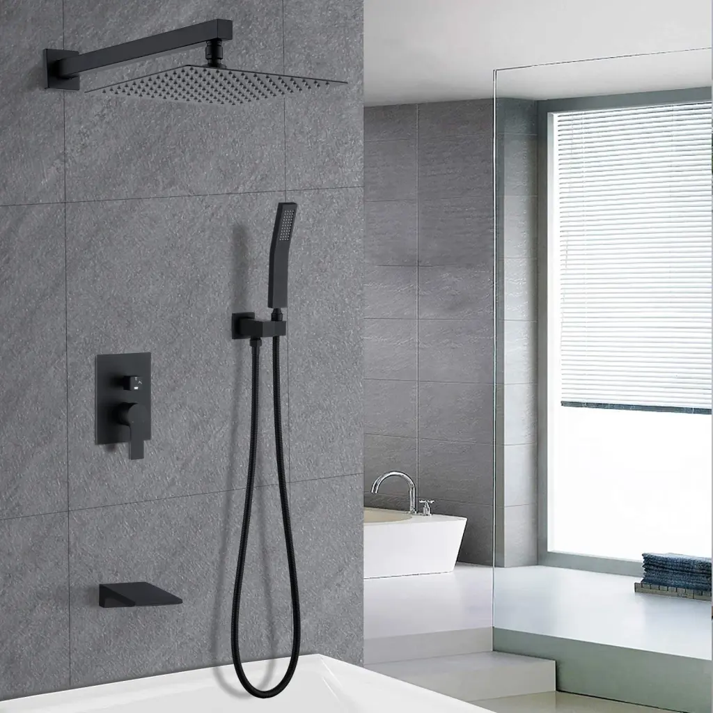 12 Inch Shower System Handheld Shower Head Matte Black Stainless sihua sanitary ware