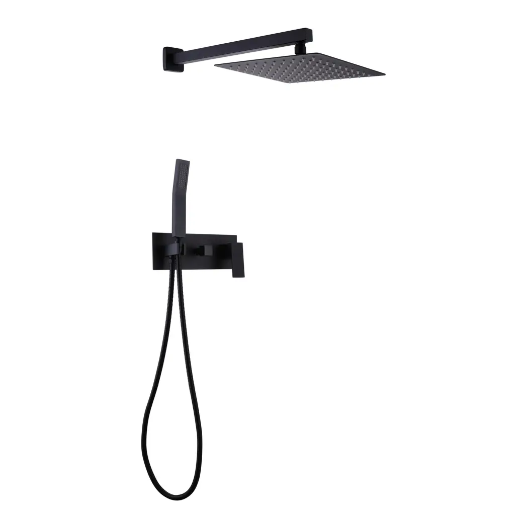 Trustmade 12 Inches Matte Black Shower System Bathroom Premium Rain Mixer w969 -modern muse-