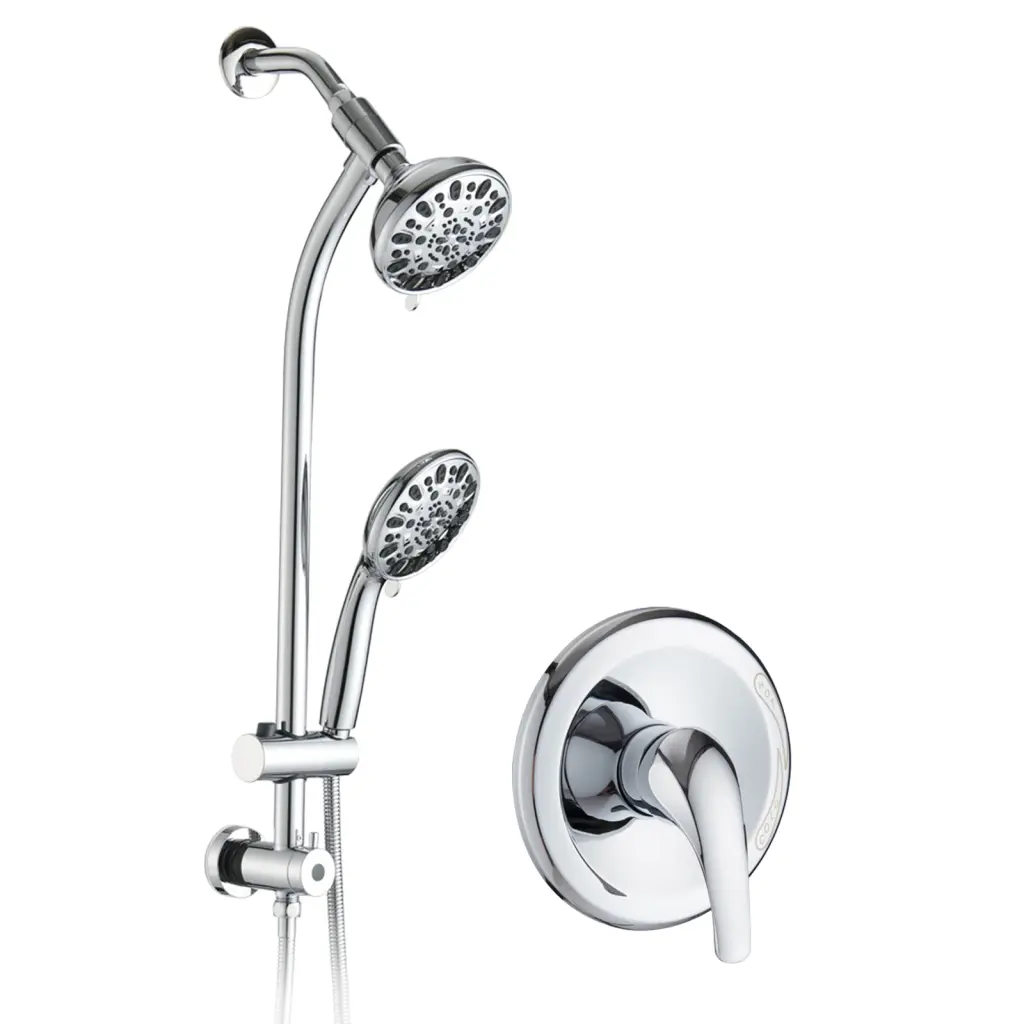 5 Inch Chrome Rain Showerhead Handheld Shower 7 Spray Modes bathininc