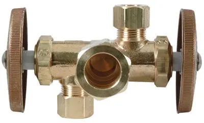 Brass Craft Dual Handle Shut Off Valve Rough Brass BrassCraft