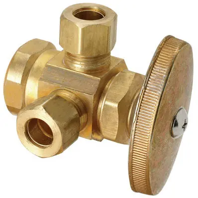 Brass Craft Dual Outlet Valve 1/2 FIP x 3/8 Inch Rough Brass Plumbing BrassCraft