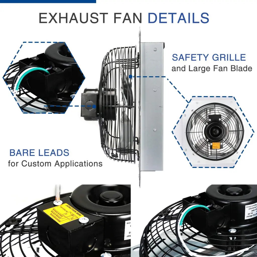 20 Inch Aluminum Shutter Exhaust Fan High Speed 1190 RPM 3368 CFM w1134dhs