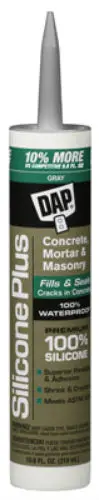 Dap 08675 Silicone Plus Rubber Concrete & Masonry Sealant 10.1 Oz Gray Waterproof Sealant