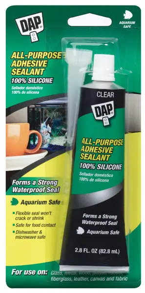 Dap Household Aquarium 100% Silicone Adhesive Sealant 3 Oz Clear Waterproof Sealant