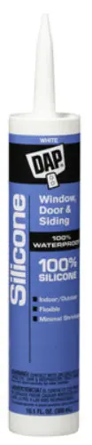 Dap Window & Door 100% Silicone Rubber Sealant 9.8 Oz White Waterproof Sealing