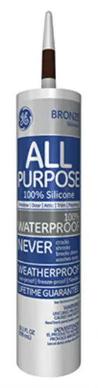 GE GE412A Silicone I Window and Door All Purpose Caulk Bronze 10.1 Oz GE Lighting
