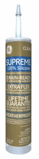 GE M90016 Window & Door Supreme Silicone Sealant Clear 9 Oz Weatherproofing GE Lighting