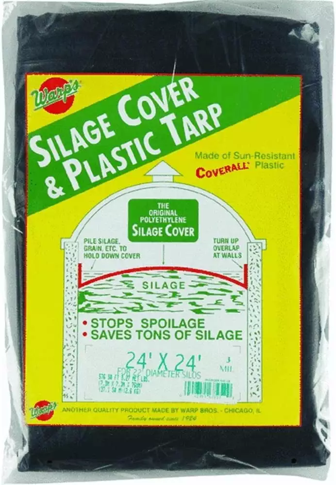 24x24 Black Tarp Silo Cap Heavy Duty Waterproof Cover Outdoor Storage and Protection Warp Bros.