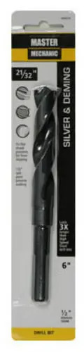 Master Mechanic 21/32" x 6" Black Oxide Silver & Deming Drill Bit