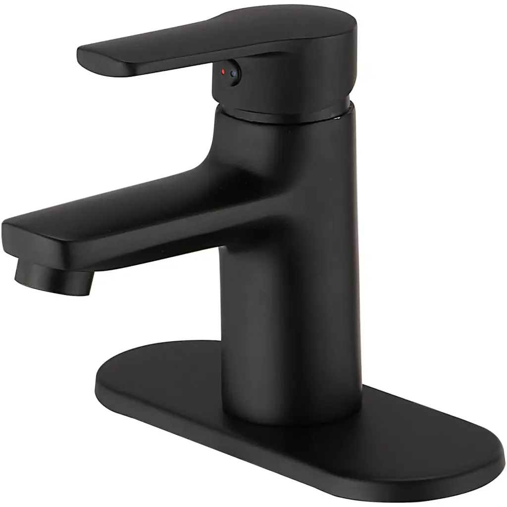 Matte Black Single Handle Low Arc Bathroom Faucet Copper Alloy Construction bathininc