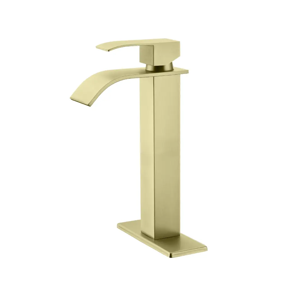 Waterfall Spout Single Handle Bathroom Sink Faucet Brushed Stainless Steel w2287