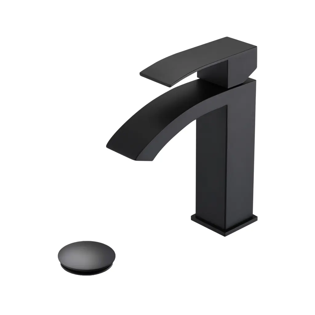 Waterfall Spout Bathroom Sink Faucet Single Handle and Pop Up Drain w928 dongtu group