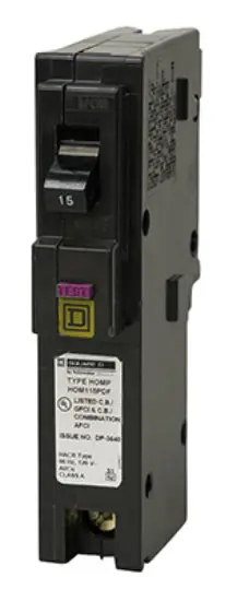 Square D HOM115DFC Homeline Single Pole 15 Amp Circuit Breaker