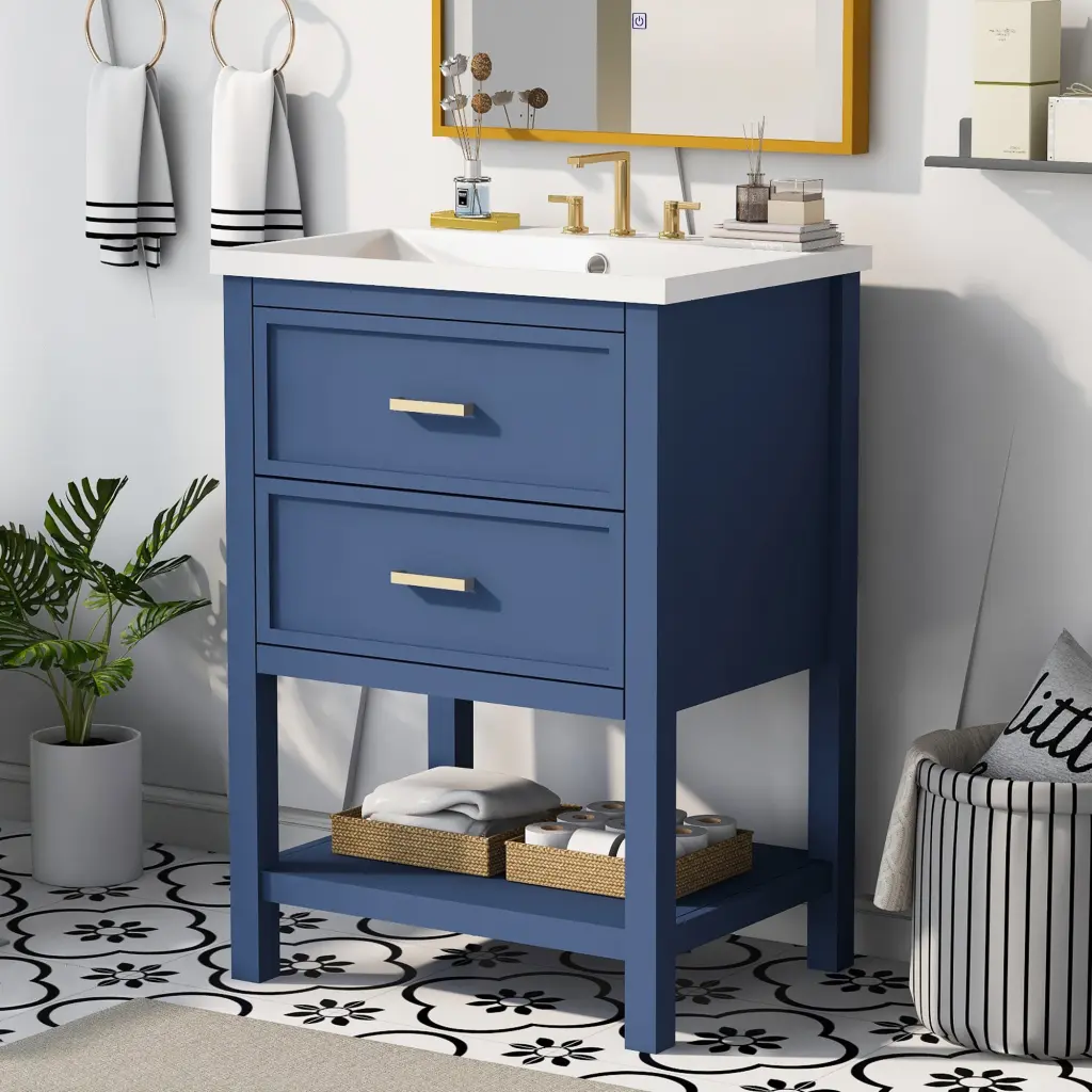 24 Inch Bathroom Vanity Top Sink Modern Bathroom Storage Cabinet Mirror mrs