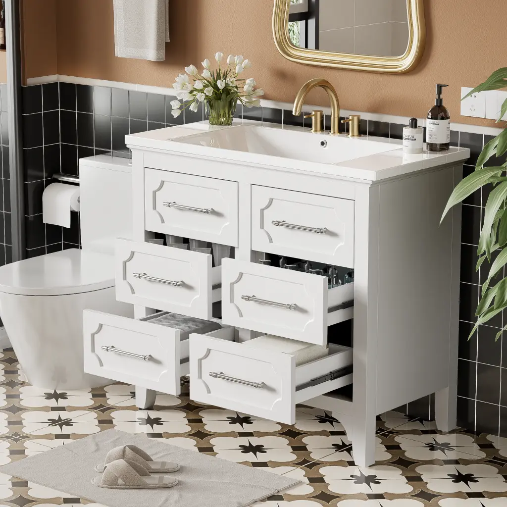 36 Inch Bathroom Vanity Resin Sink Combo Free Standing Single Vanity rnb
