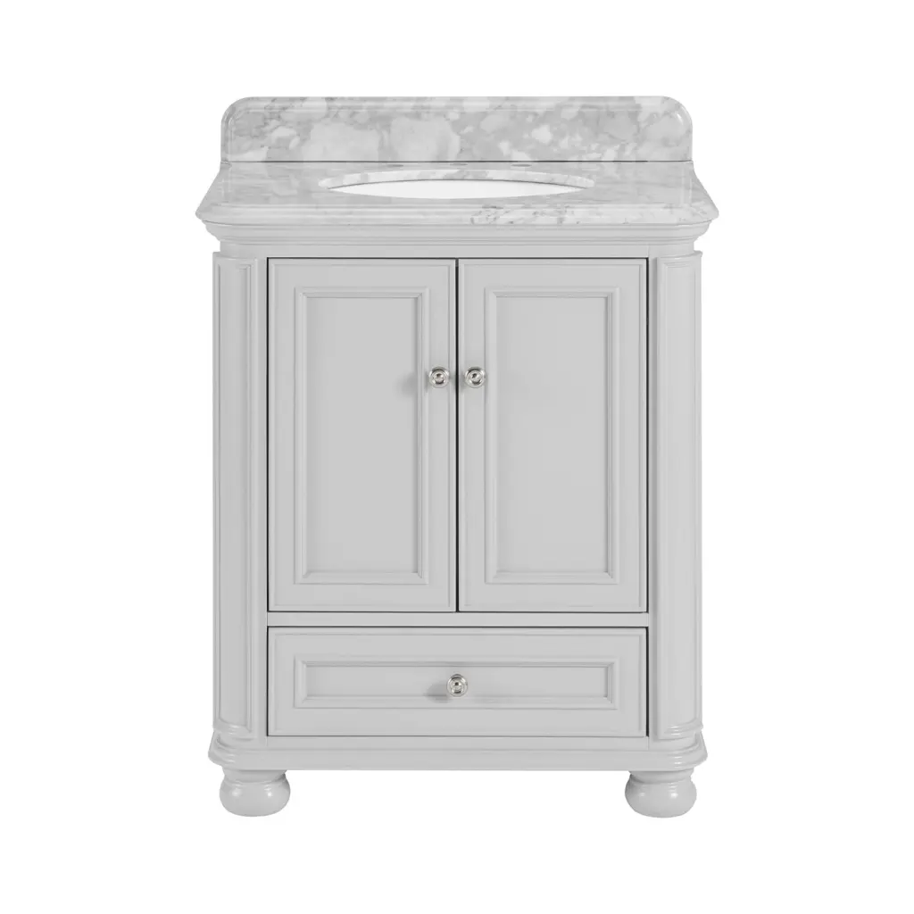 30 Inch Bathroom Vanity Carrara Natural Marble Top And Backsplash w1059 dilusso