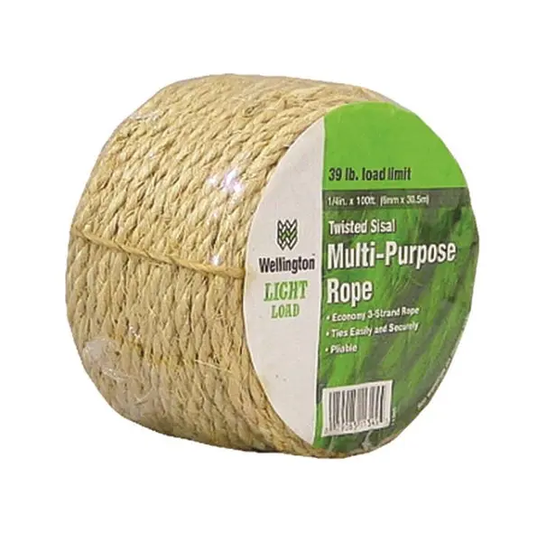 Wellington Twisted Sisal Multi-Purpose Rope 1/4 Inch x 100 Feet DIY Projects