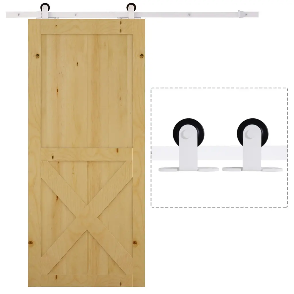 Homcom 6ft Rustic Interior Sliding Barn Door Mounting Hardware Kit White Finish aosom business