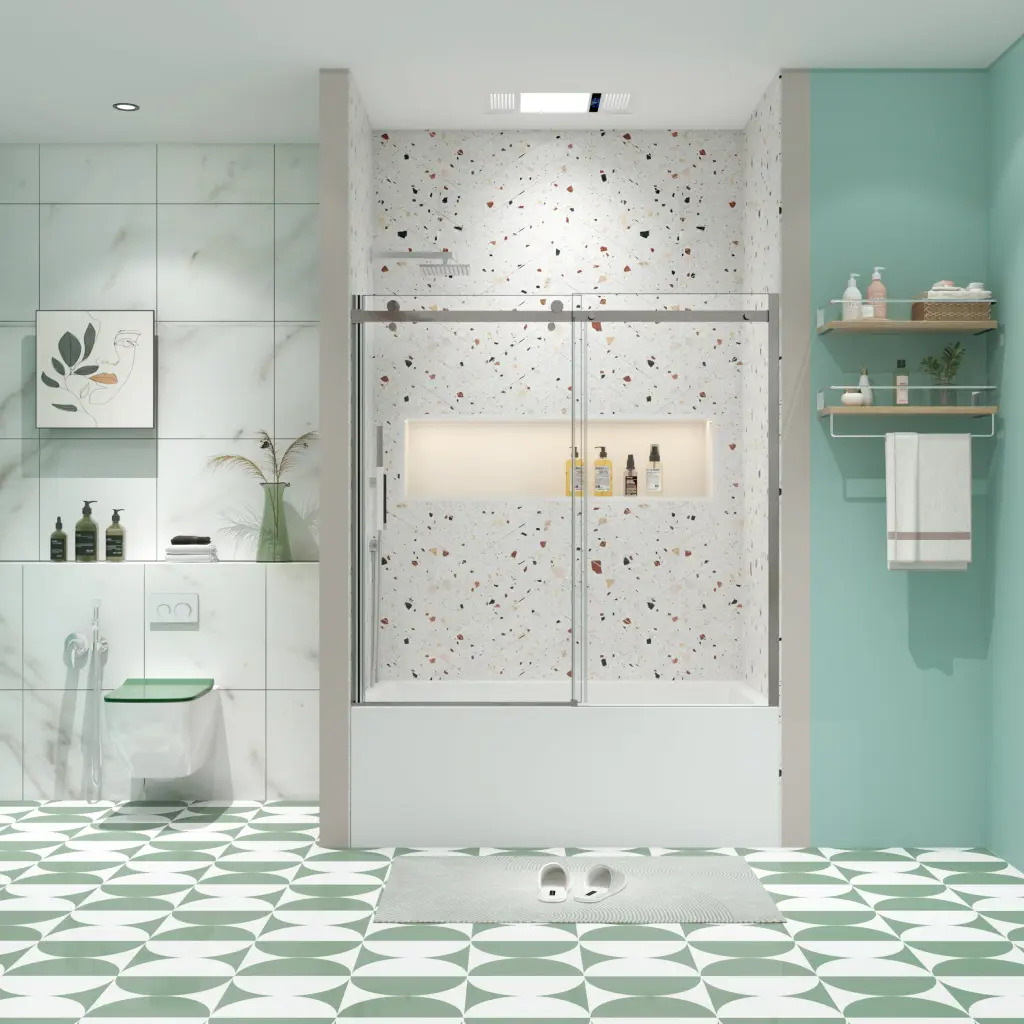 Bathtub Shower Door Sliding Door 5 16 Tempered Glass And Polished Frame pro shower