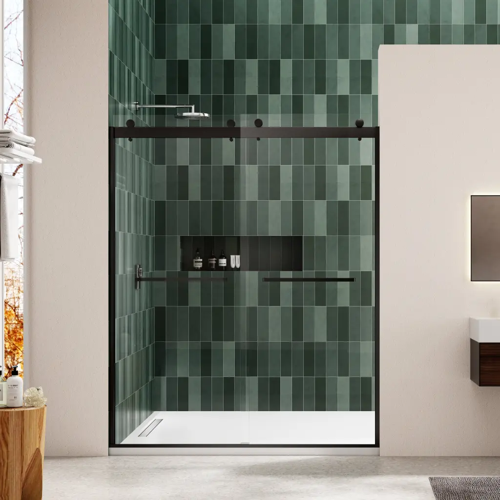 Bypass Sliding Shower Door 5/16" Tempered Crystal Glass pro shower
