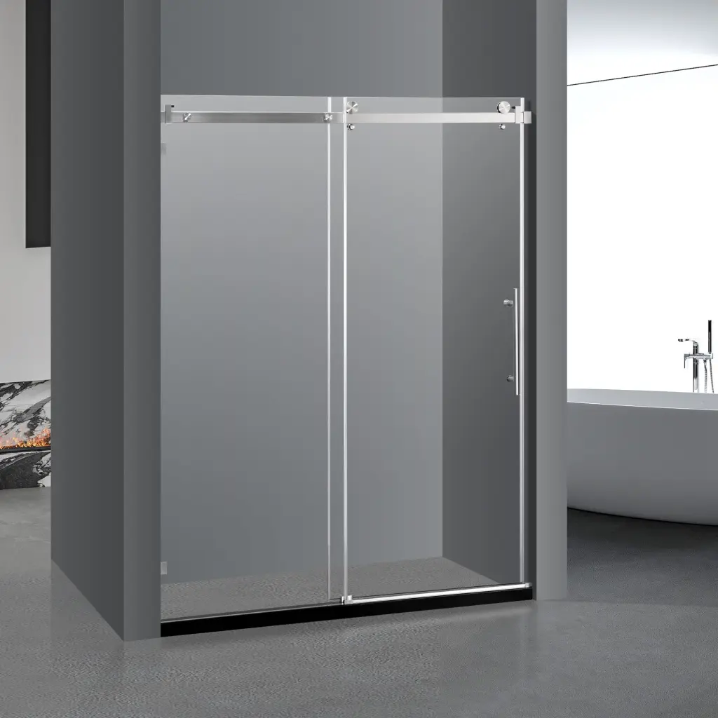 Frameless Sliding Glass Shower Door 60x76 Inches 3/8 Inch Thick rnb