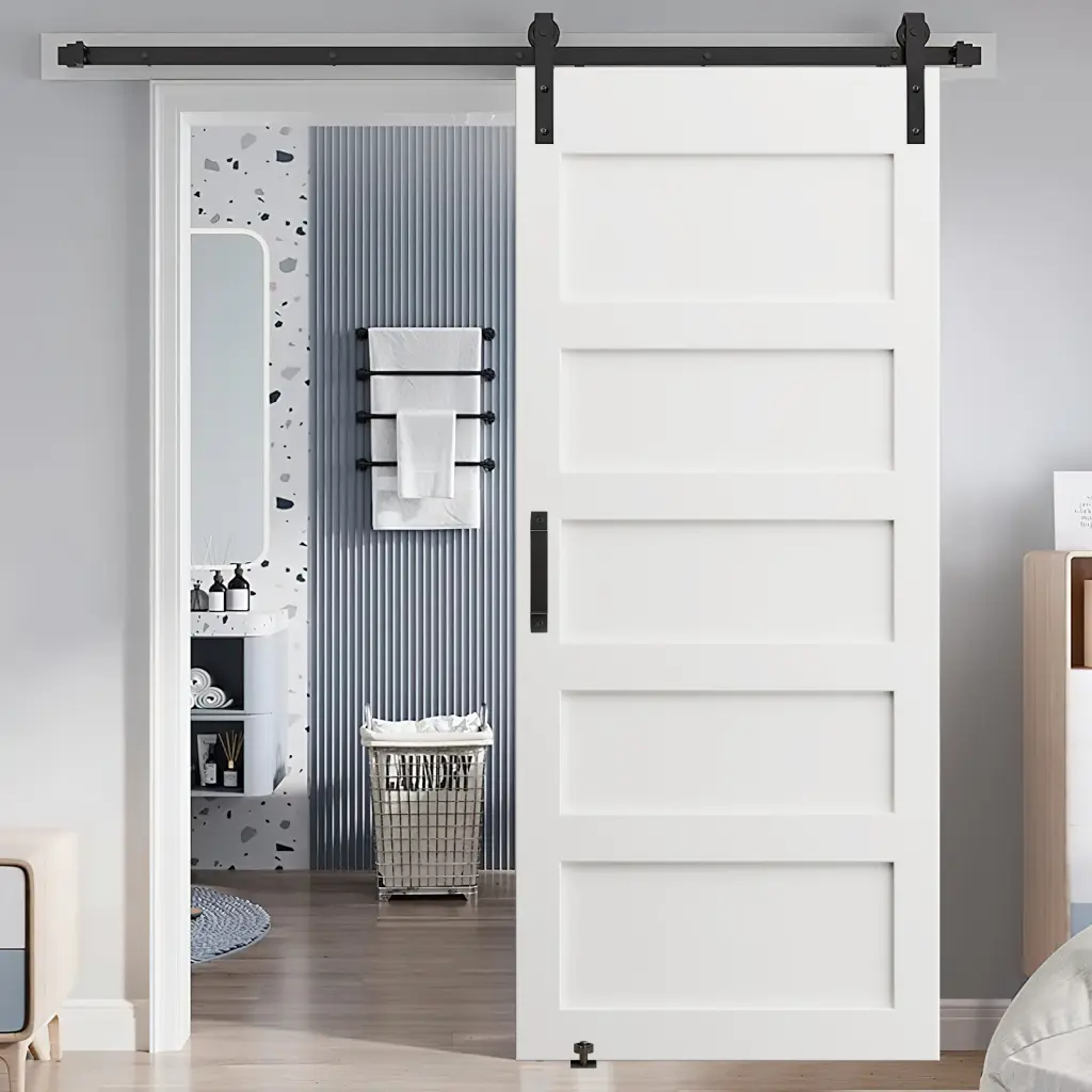 36 Inch X 84 Inch Five Grid Real Primed Door Slab 6.6Ft Barn Door Sliding Hardwood rnb