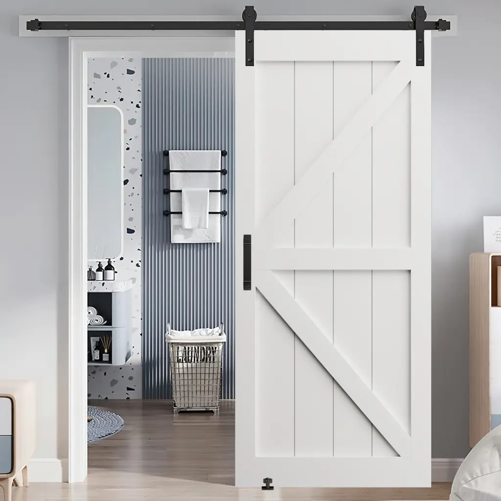 24 X 84 K Style Real Primed Door Slab 6.6Ft Barn Door Sliding Hardware Included rnb