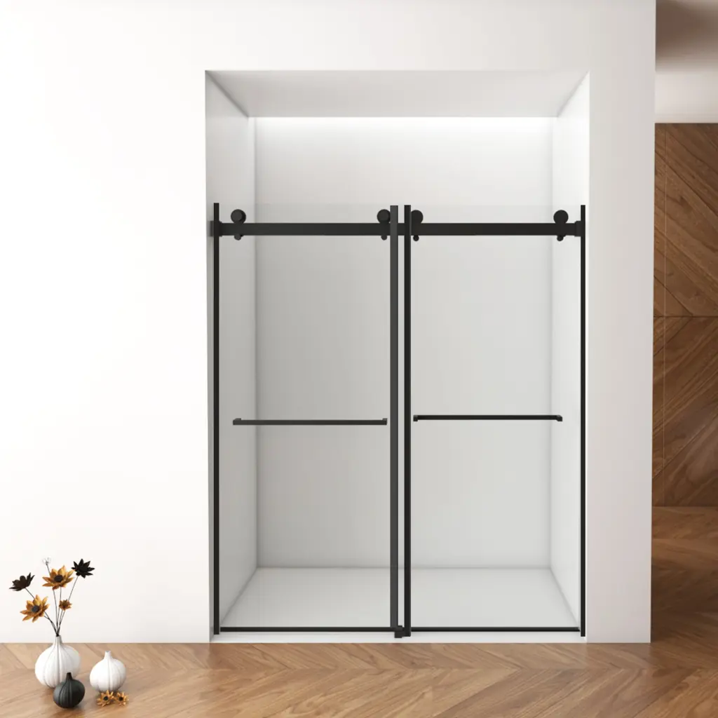 56 Inch 60W X 76H Frameless Double Sliding 3 8 10Mm Clear Tempered Glass Door shower door