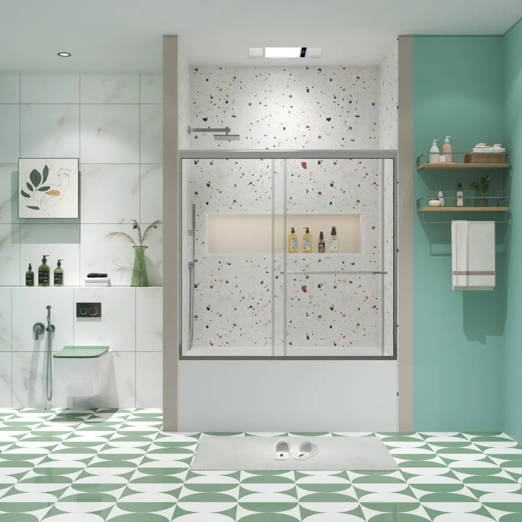 Bathtub Bypass Shower Door Sliding Door 1/4 Inch Tempered Glass pro shower