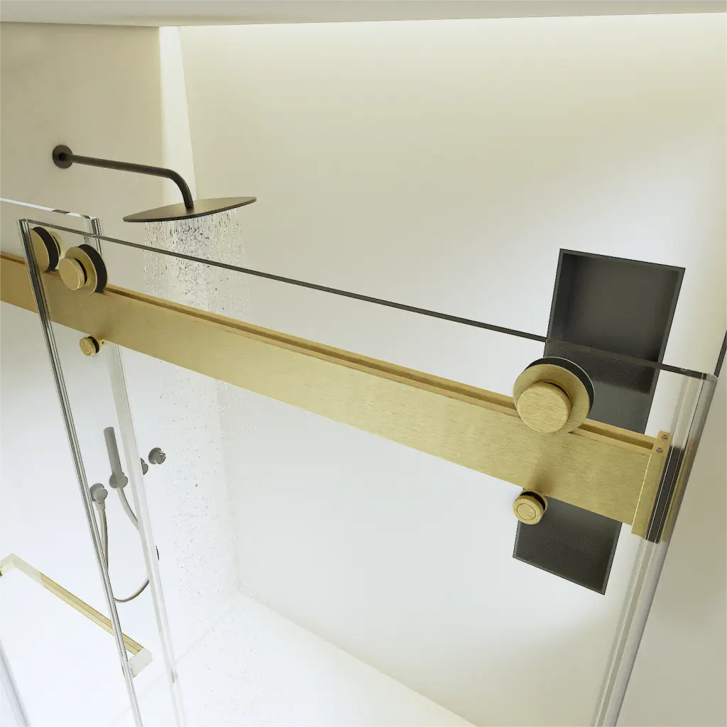 Frameless Double Sliding Soft Close Shower Door 56-60 Inch Wide 76 Inch High rnb