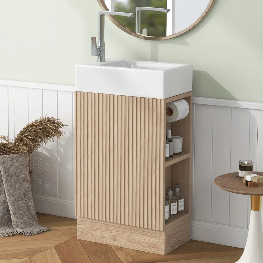18.6 Inch Bathroom Vanity Sink Two Tier Storage Cabinet Modern Design rnb