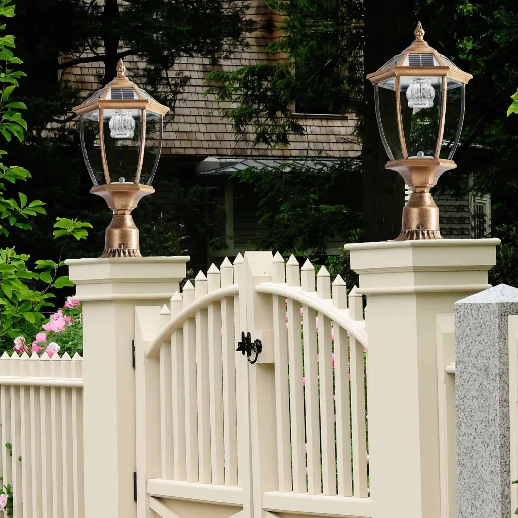 Retro Gold Solar Column Headlights Dimmable Led 2 Pack Bronze Glass lighting commune