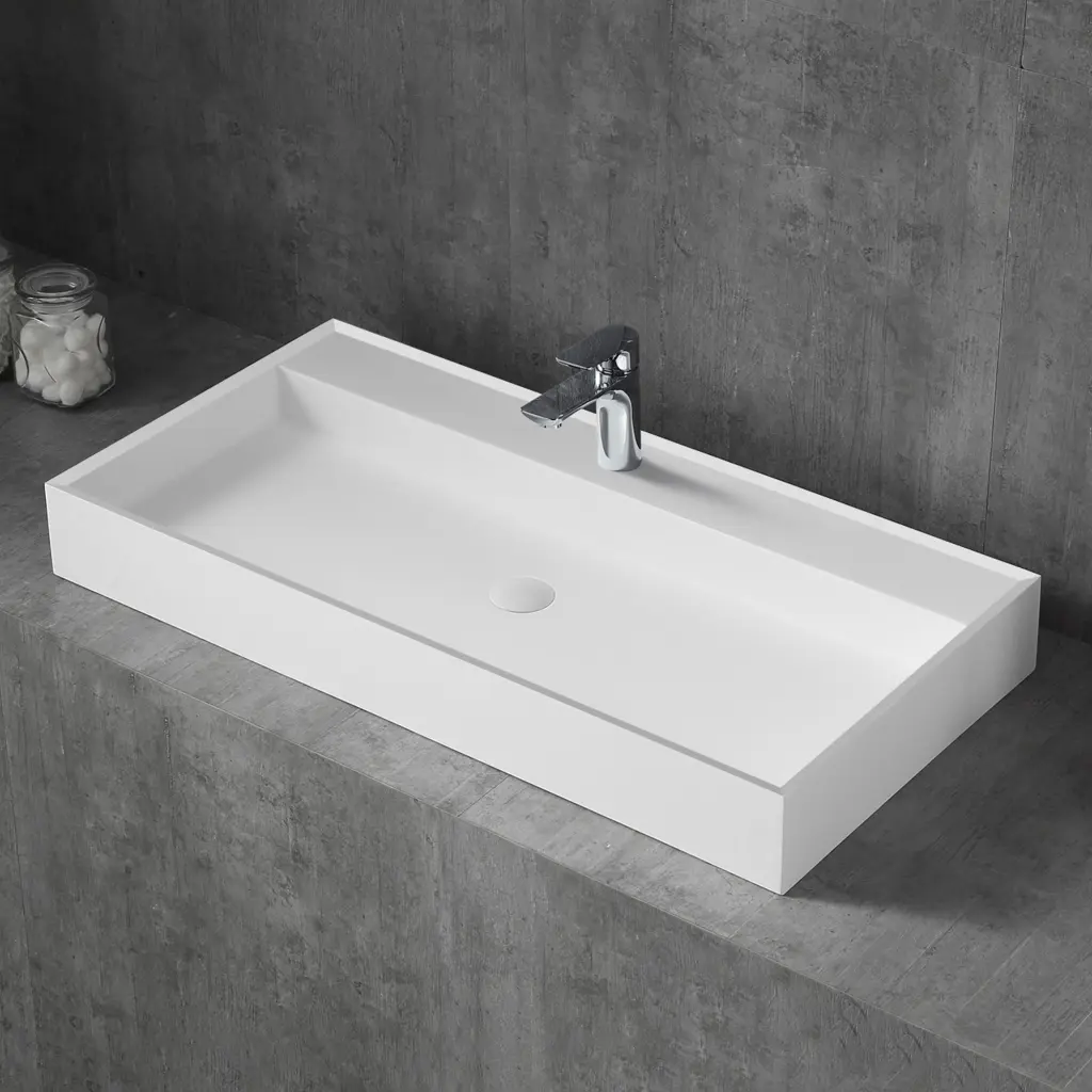1200 Solid Surface Basin White Solid Surface Bathroom Sink Modern Design vovica