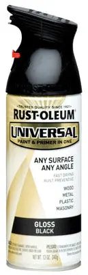 Rust-Oleum 245196 Universal Spray Paint and Primer Gloss Black 12 Oz