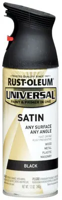 Rust-Oleum 245197 Universal Satin Spray Paint Satin Black 12 Oz
