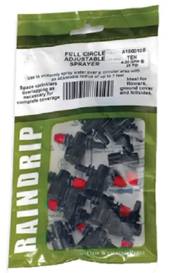 Raindrip A180010B Full Circle Adjustable Stream Sprayer 10-Pack Garden Watering