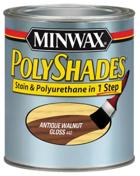 Minwax 214404444 PolyShades Antique Walnut Gloss Stain & Polyurethane 1/2 Pint