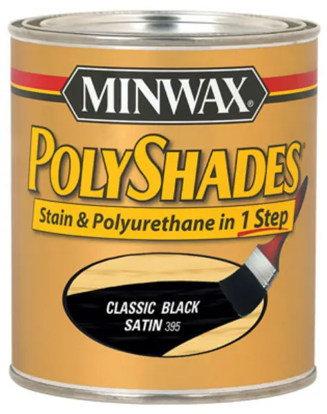 Minwax 213954444 PolyShades Stain and Polyurethane Satin Finish Classic Black 1/2 Pint