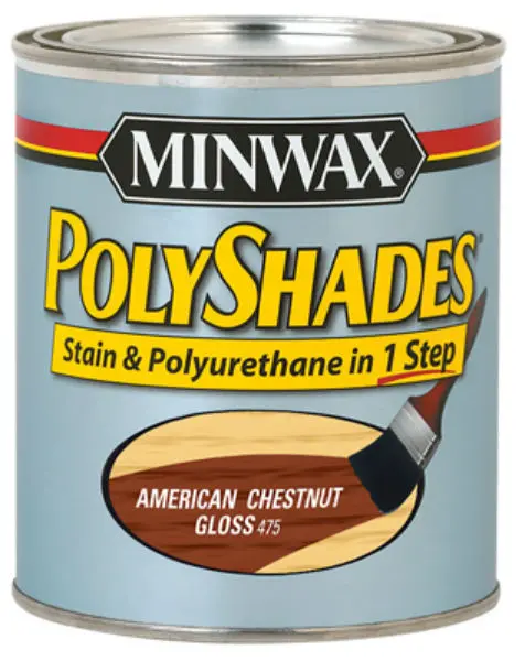 Minwax 214754444 PolyShades Stain and Polyurethane Gloss Finish American Chestnut 1/2 Pint