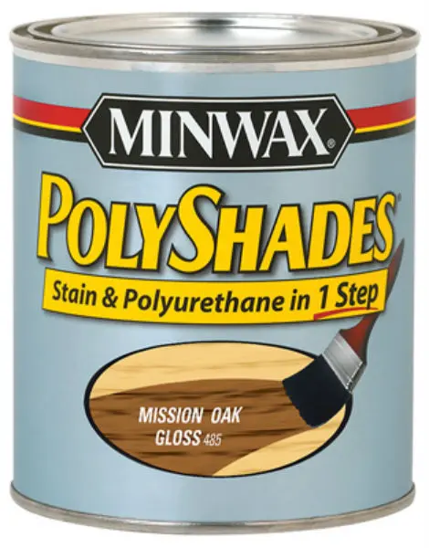 Minwax 214854444 PolyShades Stain and Polyurethane Gloss Finish Mission Oak 1/2 Pint