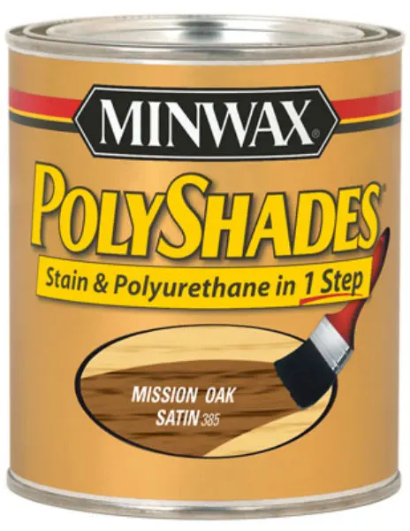 Minwax 61385 PolyShades 1-Step Stain and Polyurethane Satin Paint Mission Oak 1 Quart